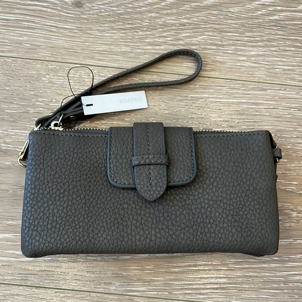 Remi/Reid Crossbody Wallet Purse/Wristlet - Grey/Olive